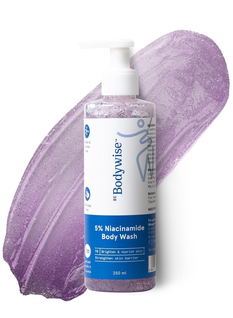 Be Bodywise 5% Niacinamide Brightening Body Wash Fights Hyperpigmentation Deep Cleanses For Glowing Hydrated Skin 250 ml - Image 1