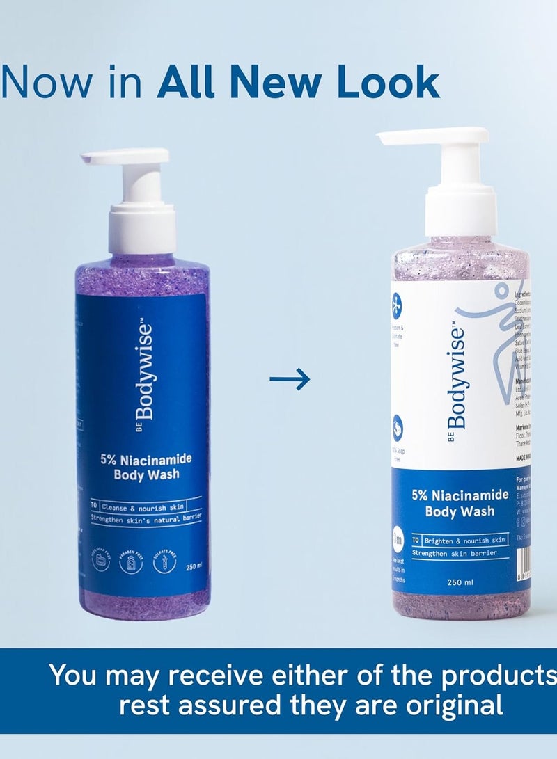 Be Bodywise 5% Niacinamide Brightening Body Wash Fights Hyperpigmentation Deep Cleanses For Glowing Hydrated Skin 250 ml - Image 3
