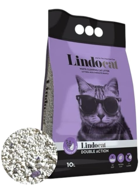Lindo Cat Double Action Cat Litter, Lavender Scent, 10 litres