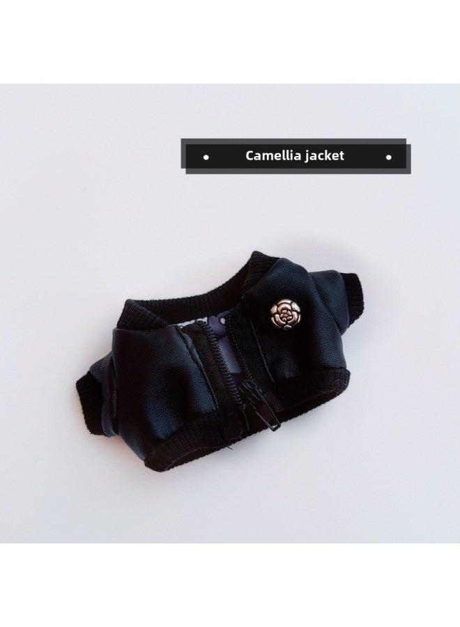 10cm Baby Clothes 20cm Preppy Style Uniform School Uniform Boys And Girls Cotton Doll Clothes Leather Jacket Shirt-Specifications:10cm-Color:Camellia Jacket - Image 1