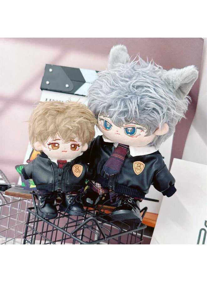 10cm Baby Clothes 20cm Preppy Style Uniform School Uniform Boys And Girls Cotton Doll Clothes Leather Jacket Shirt-Specifications:10cm-Color:Camellia Jacket - Image 5