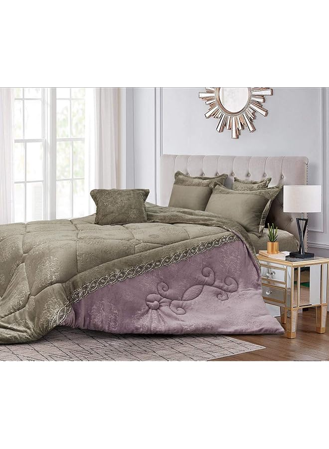 erorex Winter Fur Comforter 6 Pieces Set King Size Multi Color Gzygr 009 - Image 1