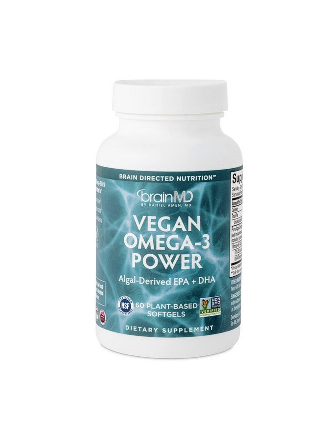 BRAINMD Dr Amen Vegan Omega3 Power 60 Plantbased Softgels 1100 Mg Of Epa & Dha Supports Focus Memory & Heart Health Vegan Gluten Free & Nongmo 30 Servings - Image 2