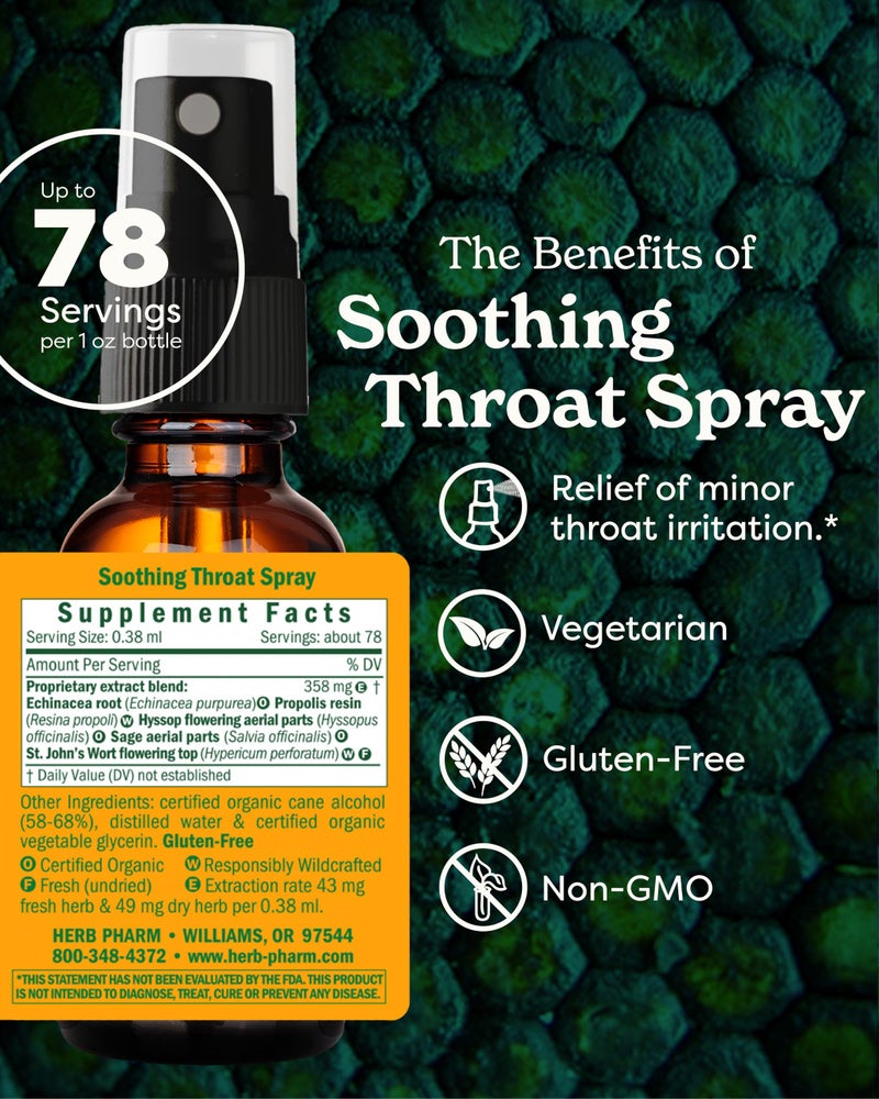 Herb Pharm Soothing Throat Spray Herbal Formula with Echinacea and Propolis, 1 Fl Oz (Pack of 1) - Image 2