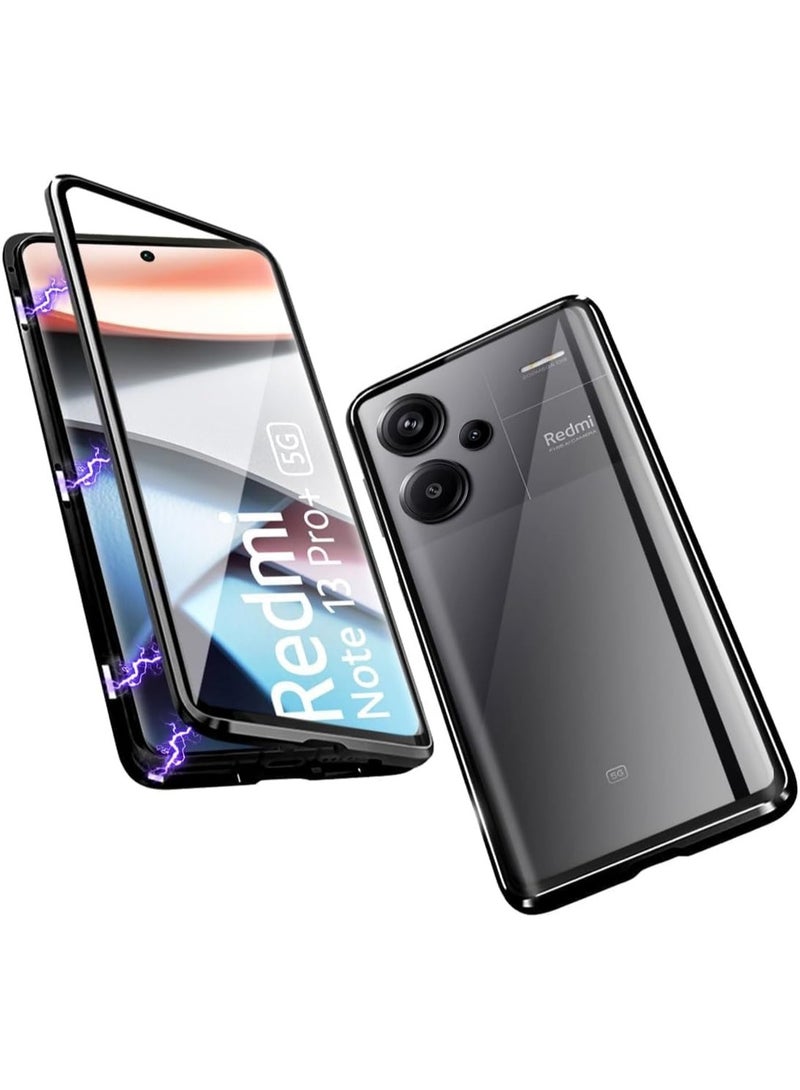 general Case Compatible with Redmi Note 13 Pro Plus 5G, Magnetic Body Metal Frame Thin Double Sided Clear Tempered Glass Shockproof with Camera Protection Cover - Image 1