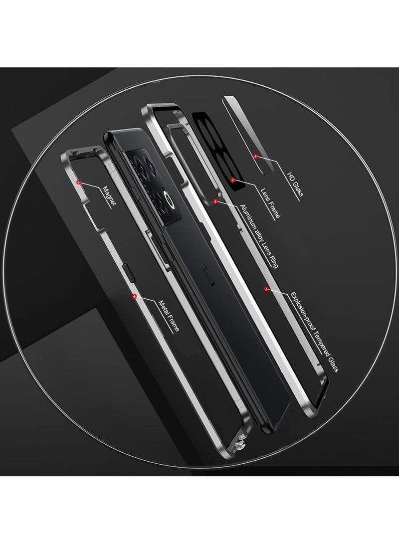 general Case Compatible with Redmi Note 13 Pro Plus 5G, Magnetic Body Metal Frame Thin Double Sided Clear Tempered Glass Shockproof with Camera Protection Cover - Image 2