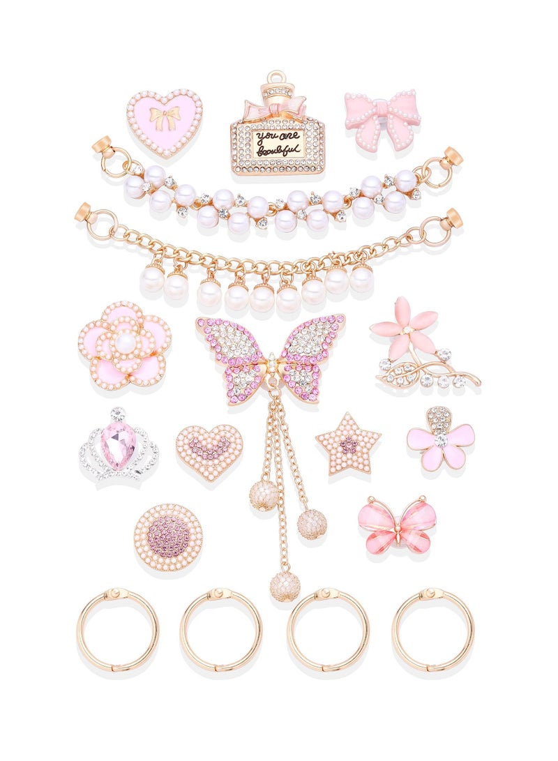 Excefore 18 Pcs Bling Shoe Charms for Croc, Rhinestones Croc Accessories Charms, DIY Flower Pearl Charm Accessories, Suitable for Crocs for Adult, Party Favors Birthday Gifts - Image 1