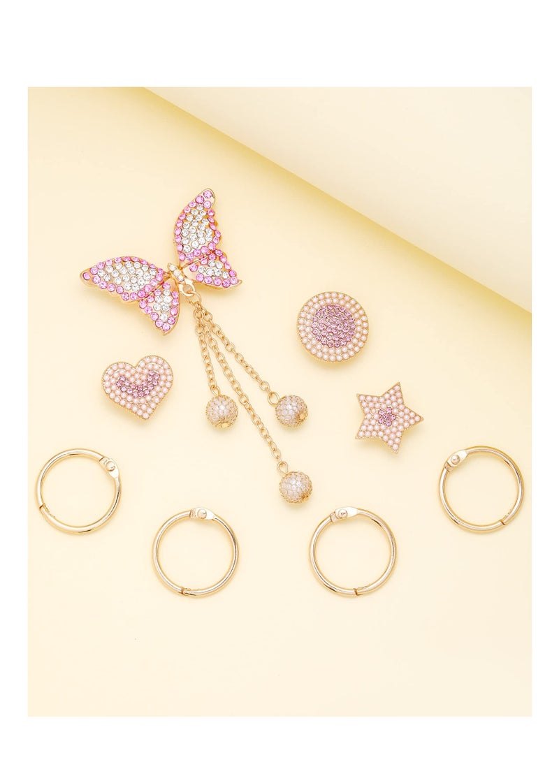 Excefore 18 Pcs Bling Shoe Charms for Croc, Rhinestones Croc Accessories Charms, DIY Flower Pearl Charm Accessories, Suitable for Crocs for Adult, Party Favors Birthday Gifts - Image 4