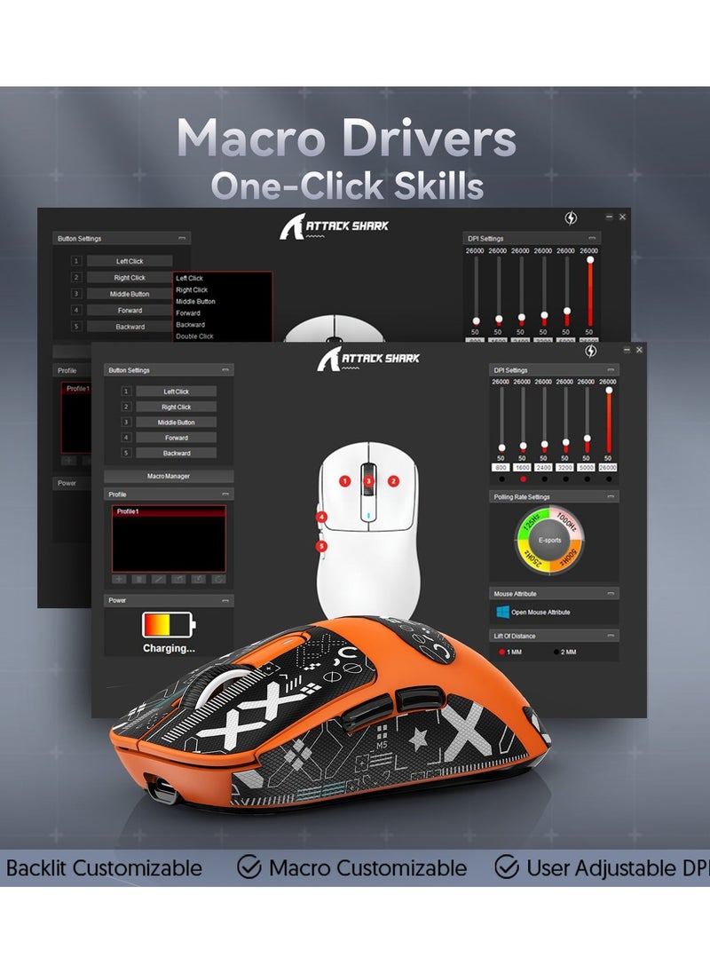Attack Shark - X3 Lightweight Wireless Gaming Mouse with Tri-Mode 2.4G/USB-C Wired/Bluetooth,Up to 26K DPI, PAW3395 Optical Sensor,5 programmable Buttons for PC/Laptop/Win/Mac - Image 1