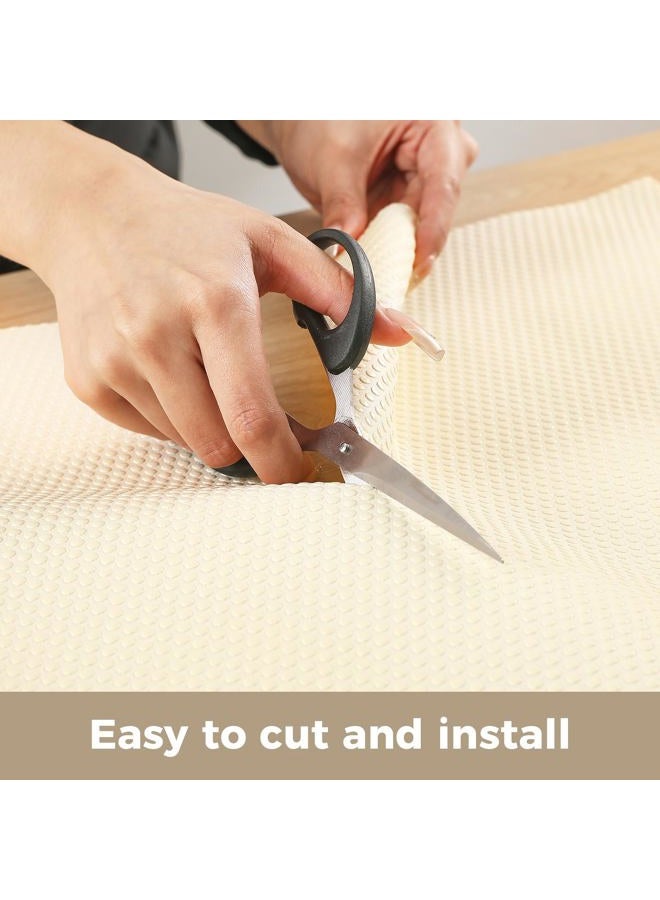 ALIUNI Shelf Liner for Kitchen Cabinets, 12" x 240" Drawer Liners Non-Adhesive, Thick Strong Grip Waterproof Washable Mats, Protect Dresser Refrigerator Cupboard, Cream - Image 4