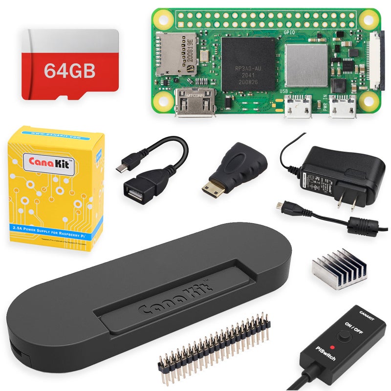 مجموعة البداية CanaKit Raspberry Pi Zero 2 W MAX (إصدار 64 جيجابايت)