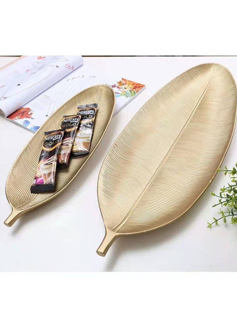 LINGWEI Wooden Leaf Shaped Serving Tray set of 2 Pieces Fruit Plate Snack Tray Dinner Plate Candy Dish Wooden Storage Plates Snack Appetite Platter Serving Tray  - Image 4