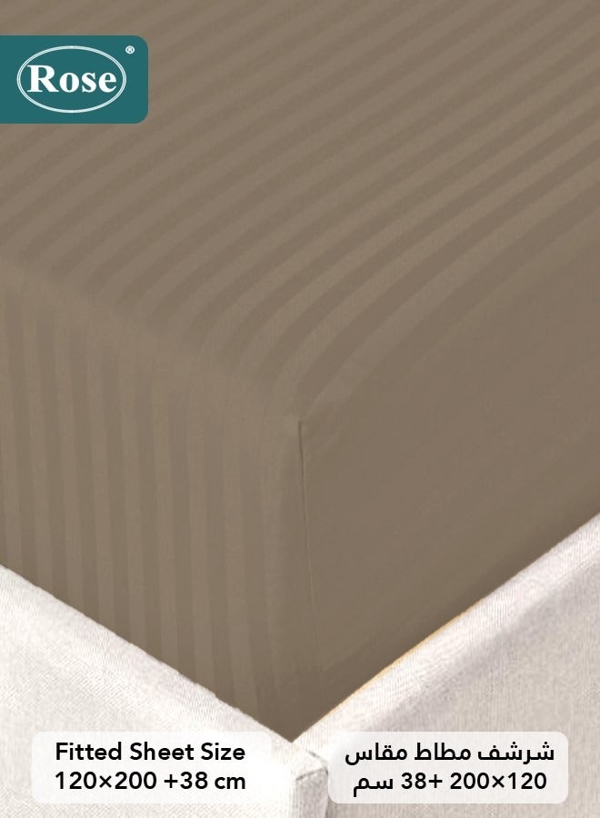 Rose Hotel Striped Comforter Set, Premium Microfiber, 4 Pieces, Fits 120x200 cm Single Size Bed, Soft Lightweight, Extra Twin Size Comforter, Mocha - Image 4