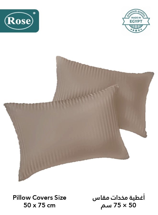 Rose Hotel Striped Comforter Set, Premium Microfiber, 4 Pieces, Fits 120x200 cm Single Size Bed, Soft Lightweight, Extra Twin Size Comforter, Mocha - Image 5