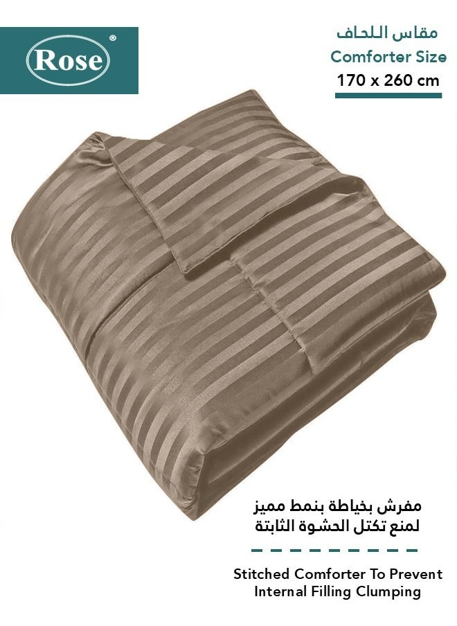 ROSE Striped Luxury Hotel Comforter, Premium Microfiber, Set of 4 pieces, Soft Lightweight, Extra Twin size 260x170 cm, Mocha - pzsku/Z22E8673FE659EF2247EEZ/45/_/1737044373/5ed8cb35-6a83-432e-8152-6ebd814d7327