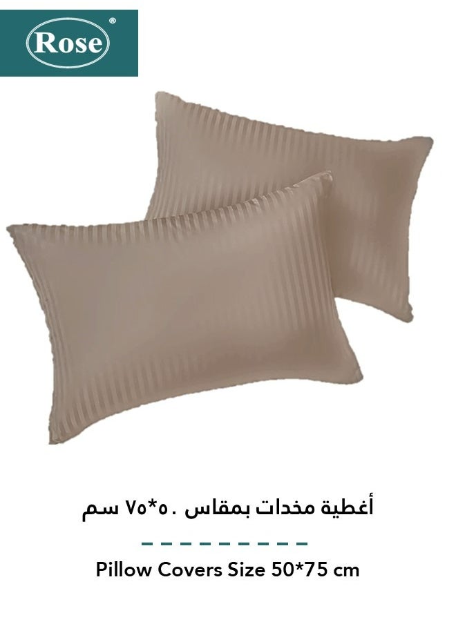 Rose ROSE Striped Luxury Hotel Comforter, Premium Microfiber, Set of 4 pieces, Soft Lightweight, Extra Twin size 260x170 cm, Mocha  - Image 5
