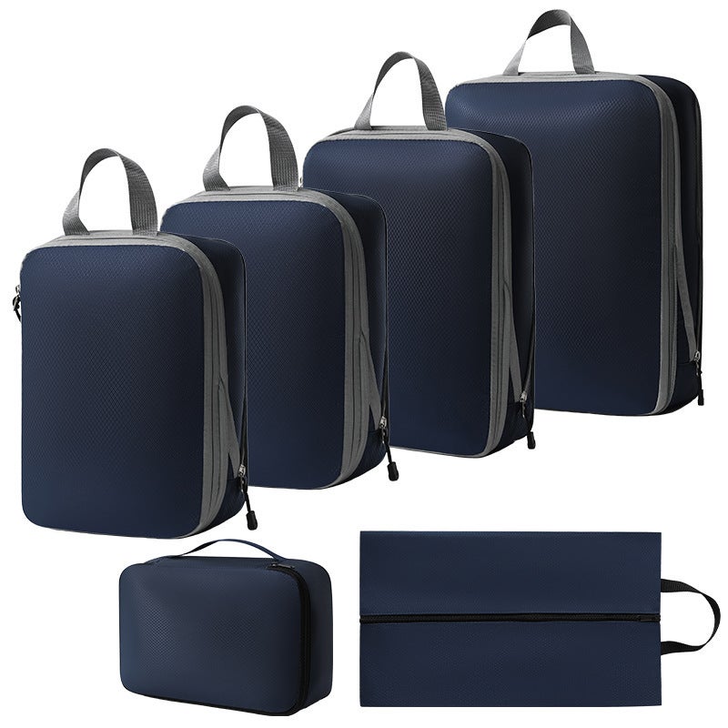 Travel Organizer Packing Cubes LuggageThree-piece set + s + shoe bag + bra bag (navy blue six-piece set) Three-piece set + s + shoe bag + bra bag (navy blue six-piece set)