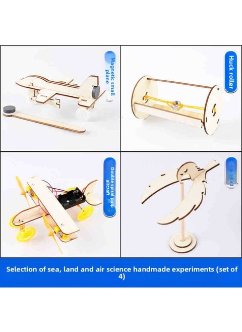 Science And Technology Small Production Small Invention Science Small Experiment Suit Motor Puzzle Diy Children Handmade Materials Primary School Students-Specifications:Selection Of Sea, Land And Air Science Handmade Experiments [4-piece Set]