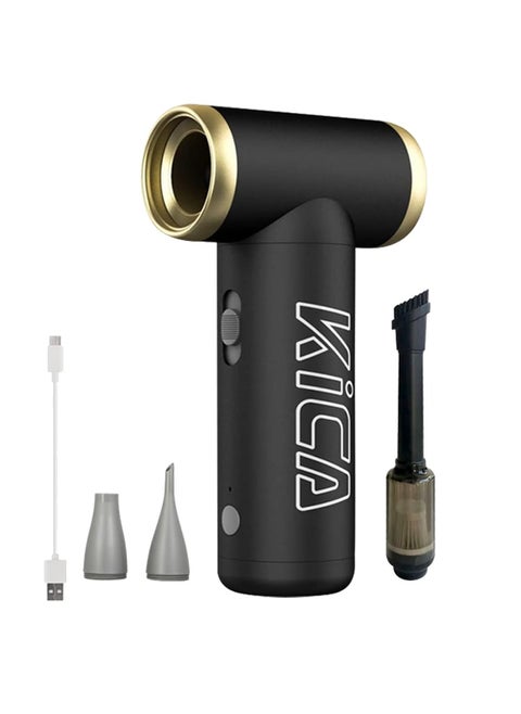KICA Jet Fan 2 With Vacuum KIT, Multifunctional Blowing Suction Integrated Vacuum Vacuum Cleaning, for Keyboard, Computer, house cleaning, etc. (Black)