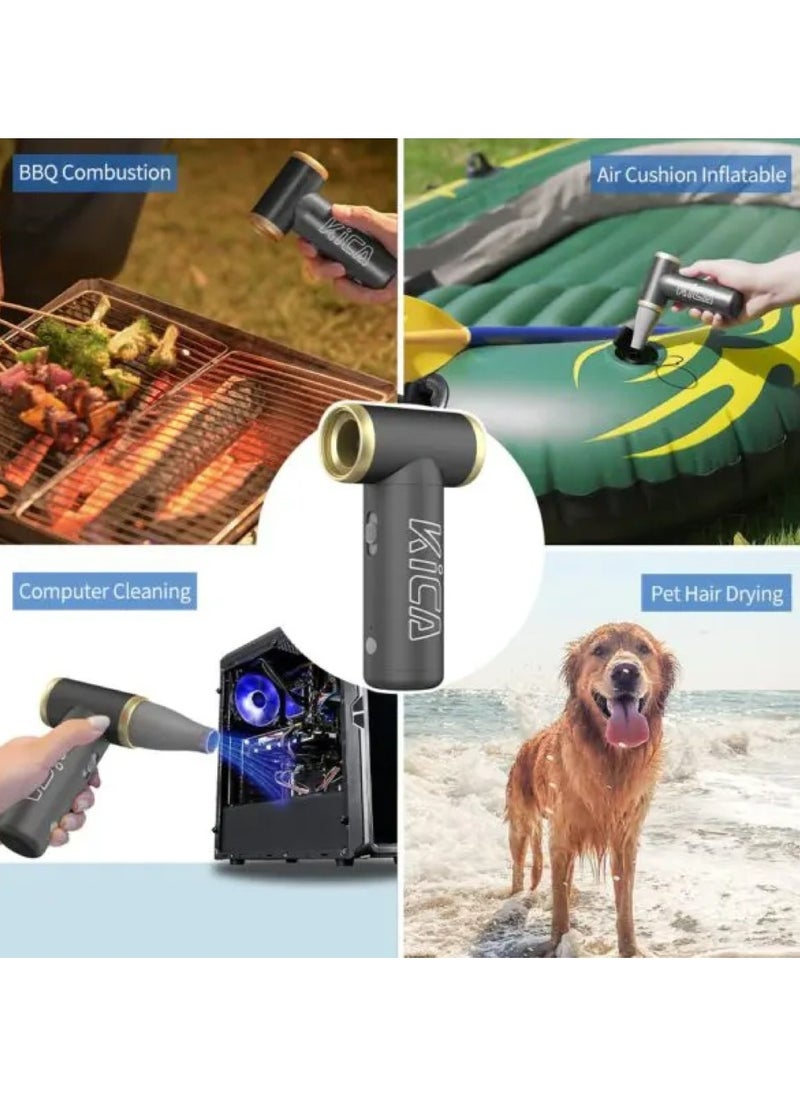 KICA Jet Fan 2 With Vacuum KIT, Multifunctional Blowing Suction Integrated Vacuum Vacuum Cleaning, for Keyboard, Computer, house cleaning, etc. (Black)
