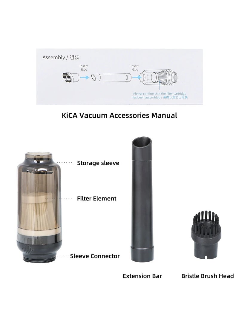 KICA Jet Fan 2 With Vacuum KIT, Multifunctional Blowing Suction Integrated Vacuum Vacuum Cleaning, for Keyboard, Computer, house cleaning, etc. (Black)