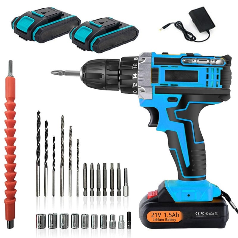 MLD MLD 10mm 21V Cordless screwdriver Hammer Drill Kit | Hammering | Drilling | Screwdriving | with 2 Batteries, Charger (21V Cordless Hammer Function kit)  - Image 1