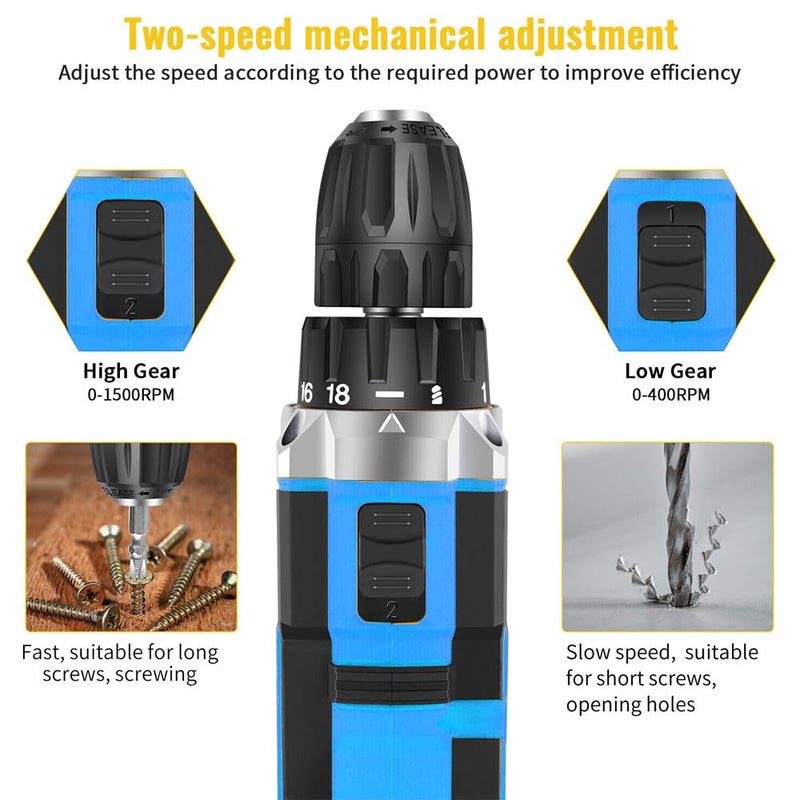 MLD MLD 10mm 21V Cordless screwdriver Hammer Drill Kit | Hammering | Drilling | Screwdriving | with 2 Batteries, Charger (21V Cordless Hammer Function kit)  - Image 5