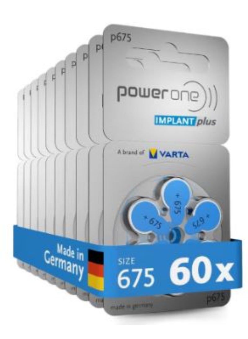 Powerone (IMPLANT plus) (P675 IMP) Hearing Aid 1.45V Batteries - 60 Pieces