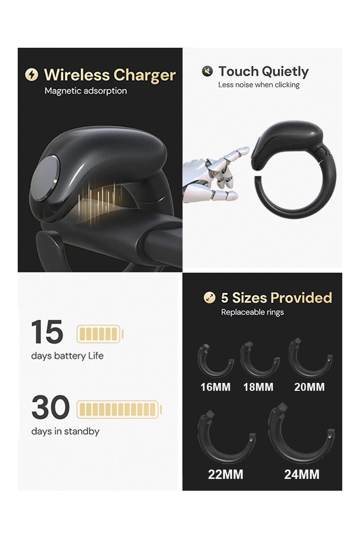 WESLAMIC Tasbih Zikr Smart Ring, Adjustable Counter, Size (16,18,20,22,24mm), APP Support Digital Counter Prayer Reminder Ring, Waterproof Counter Zikr Ring(Black) - Image 2