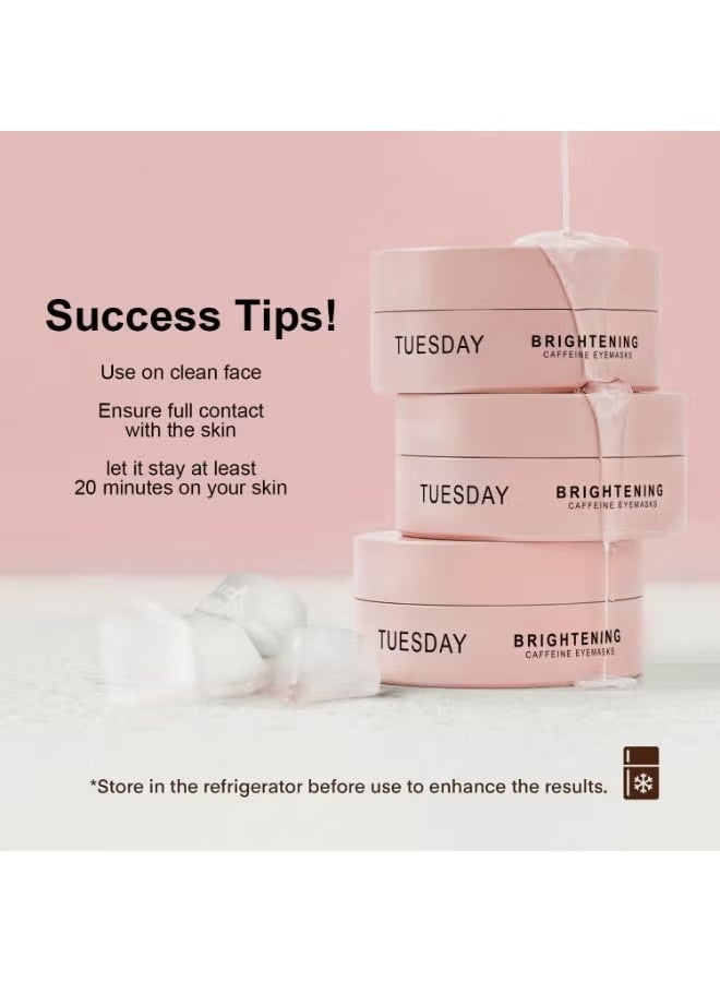 Tuesday Caffeine Eye Patches for Dark Circles & Puffiness | Hydrating Under Eye Mask with Hyaluronic Acid & Niacinamide | Reduce Fine Lines & Brighten Tired Eyes - 60 Pairs - Image 4