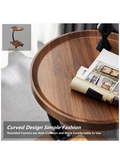 HXDream Coffee Table,Round Sofa Side Table,Double Layer C Shaped side table on wheels,coffee table for living room sofa,Suitable for study, living room, bedroom  - Image 3