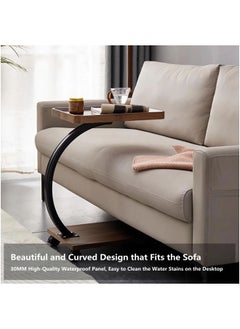 HXDream Coffee Table,Round Sofa Side Table,Double Layer C Shaped side table on wheels,coffee table for living room sofa,Suitable for study, living room, bedroom  - Image 5
