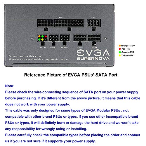 COMeap Molex Power Cable for EVGA PSUs, 6 Pin to 3X 4 Pin Molex Hard Drive Adapter Splitter for Some Specific Types of EVGA Power Supply 20-in(50cm) - Image 4