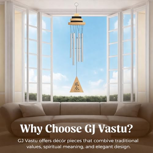 GJ Feng Shui Vastu 7 Pipe Wind Chime for Balcony, Window and Aluminum Wind Chime Positive Energy Silver Color 60 cm - Image 3