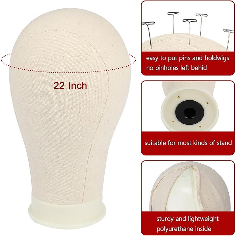 إكستريند رأس مانيكان من القماش الكتاني برأس دائري بطول 55.88 سم من إكستريند، شعر مستعار قابل للتخصيص، رأس مانيكان لتصفيف الشعر المستعار، إكسسوارات الشعر، شعر مستعار رأس مانيكان (55.88 سم) - Image 3