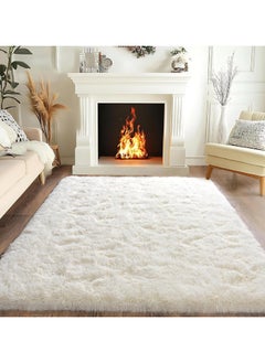 AUTOYSUR Rugs For Living Room,Soft Fluffy Area Rug Bedroom Living Room Shaggy Washable Anti-Skid Comfortable Large Rugs Indoor Modern Home Decor Floor Carpet (White)  - Image 1