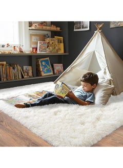 AUTOYSUR Rugs For Living Room,Soft Fluffy Area Rug Bedroom Living Room Shaggy Washable Anti-Skid Comfortable Large Rugs Indoor Modern Home Decor Floor Carpet (White)  - Image 2