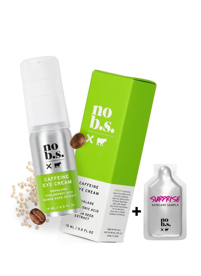 NO B. S. NO BAD STUFF No Bad Stuff - Caffeine Eye Cream with Pure Hyaluronic Acid & Plant Based Squalane Oil, Under Eye Cream for Dark Circles & Puffiness, Gluten Free, Vegan, Travel Size, 0.5 FL Oz  - Image 1