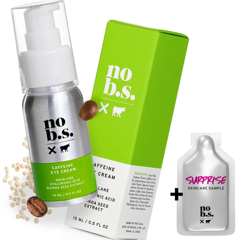 NO B. S. NO BAD STUFF No Bad Stuff - Caffeine Eye Cream with Pure Hyaluronic Acid & Plant Based Squalane Oil, Under Eye Cream for Dark Circles & Puffiness, Gluten Free, Vegan, Travel Size, 0.5 FL Oz - Image 1