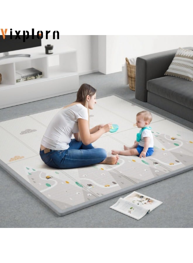 Vixplorn Large waterproof soft baby play mat, baby floor mat, foldable baby play mat, indoor and outdoor reinforced crawling mat, suitable for home, kindergarten, outdoor and travel use (Size：200*180*1cm)  - Image 1