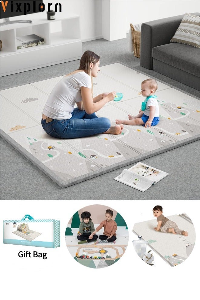 Vixplorn Large waterproof soft Newborn Games  mat, baby floor mat, foldable baby play mat, indoor and outdoor reinforced crawling mat, suitable for home, kindergarten, outdoor and travel use (Size：200*180*1cm) - Image 1