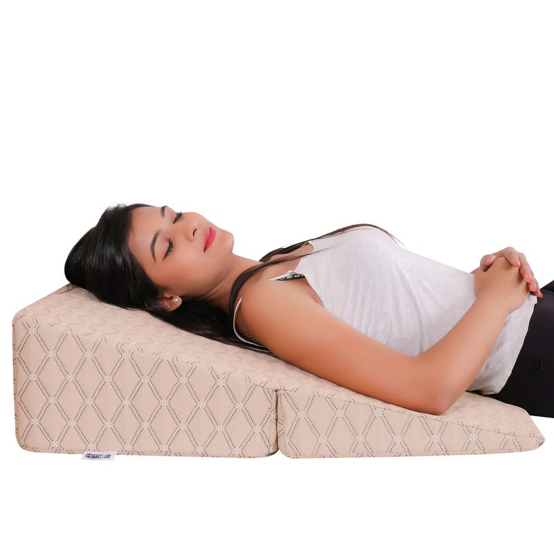 Metron METRON Folding Bed Wedge Pillow for Sleeping Easy to store Easy to Carry during Travel MultiUses Helps in Acid Reflux GERD incline sleeping and leg Elevation Pack of 1  - Image 2