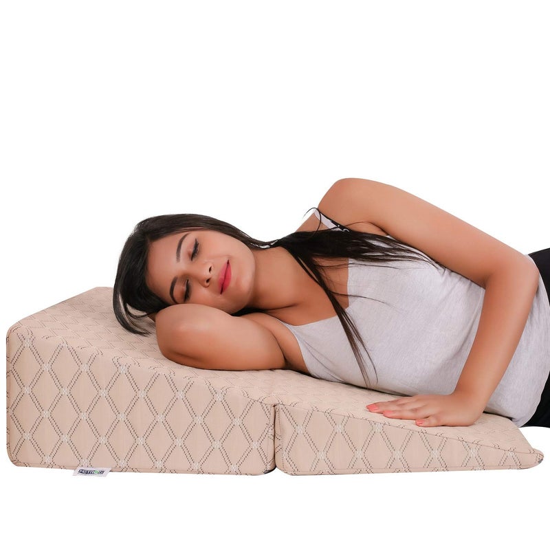 Metron METRON Folding Bed Wedge Pillow for Sleeping Easy to store Easy to Carry during Travel MultiUses Helps in Acid Reflux GERD incline sleeping and leg Elevation Pack of 1  - Image 3