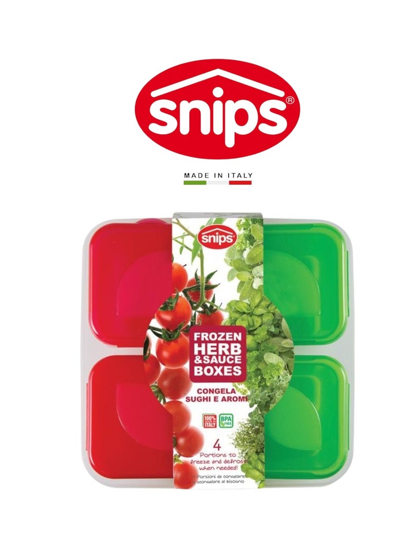 Snips Frozen Sauce & Herb Set – 4 Single-Portion 100ml Boxes with Tray, Made in Italy - Image 1