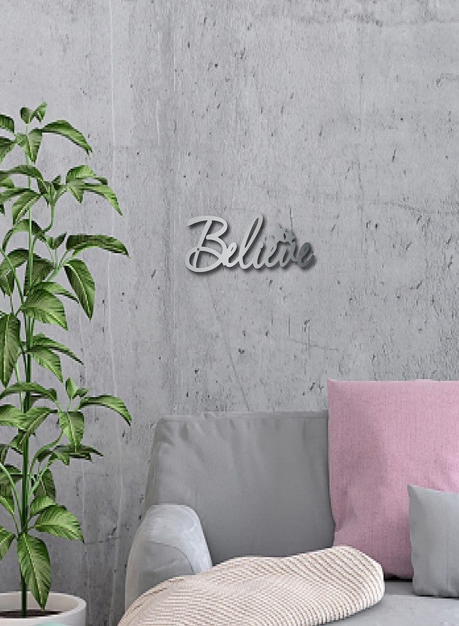 لوحة جدارية معدنية من CREATCABIN تحمل عبارة "Believe"، ديكور فني ريفي، حروف معلقة، زينة للباب الأمامي، مدخل المنزل، غرفة المعيشة الداخلية والخارجية، غرفة النوم، المكتب، 3.9 × 11.8 بوصة (فضي). - Image 5