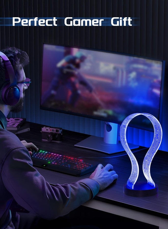 CoolGift Mart Light Up Headphone Stand with 16 Color Lights, PCB Pattern Acrylic Headset Stand with 1 USB and 1 Type-C Charging Ports, Gifts for Gamers Men and Music Lovers - Image 5