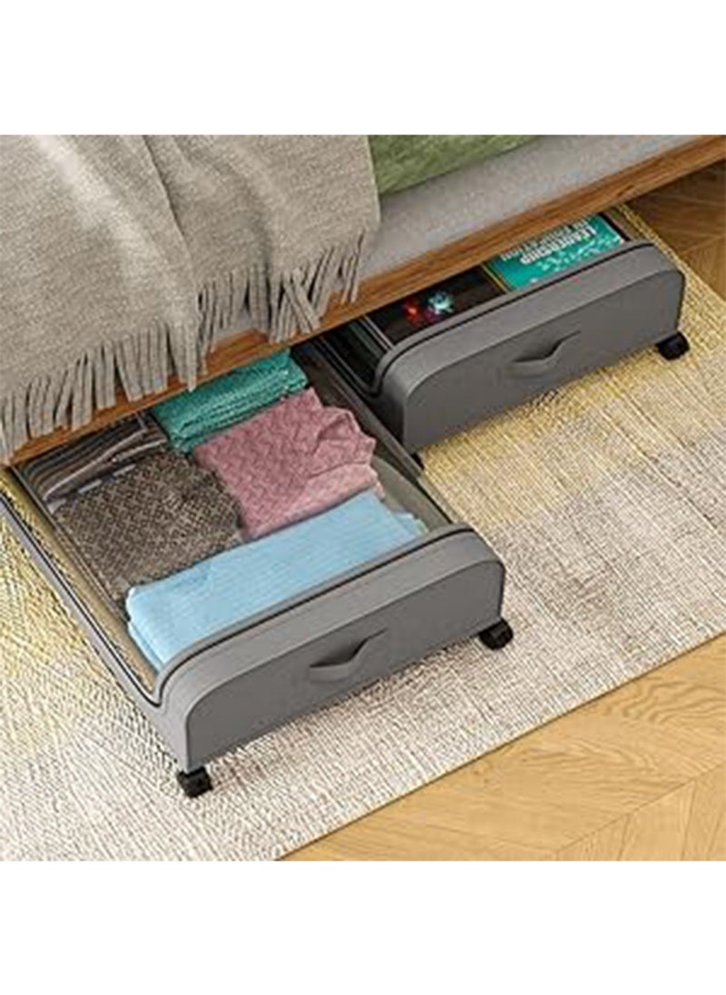Under Bed Storage Containers Box with Wheels Lid and Zipper Large Oxford Storage Box for Bedroom Clothes and Shoes
