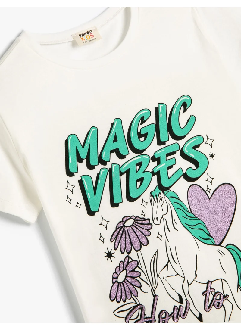 كوتن Unicorn T-Shirt Short Sleeve Crew Neck Cotton