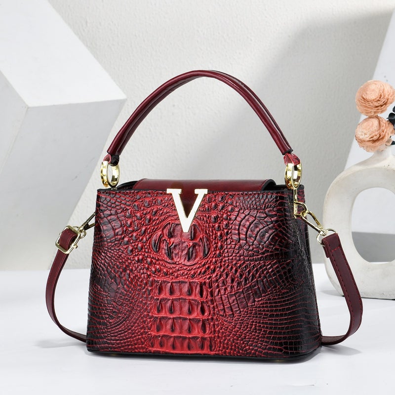 Versatile Crocodile Pattern Handbag, Fashionable Casual Shoulder Bag, Stylish and Textured Vintage Crossbody Bag, Bags - Image 3