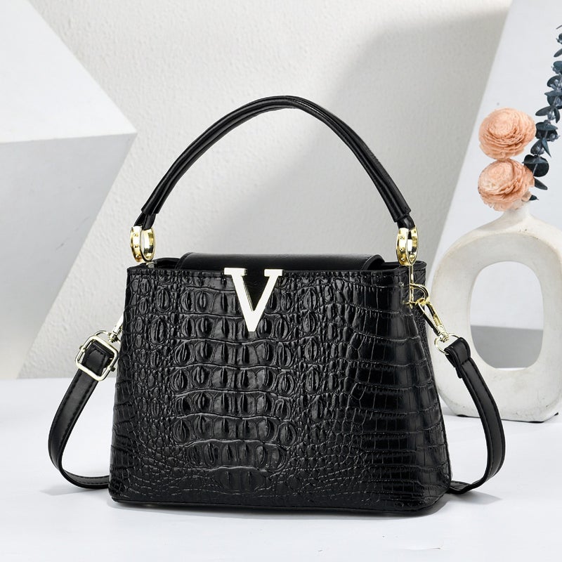 Versatile Crocodile Pattern Handbag, Fashionable Casual Shoulder Bag, Stylish and Textured Vintage Crossbody Bag, Bags - Image 2
